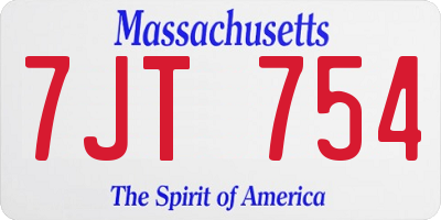 MA license plate 7JT754