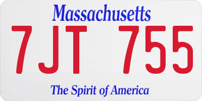 MA license plate 7JT755