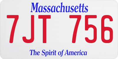 MA license plate 7JT756
