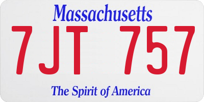 MA license plate 7JT757