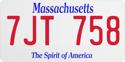 MA license plate 7JT758