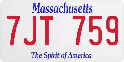 MA license plate 7JT759