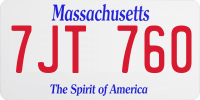 MA license plate 7JT760