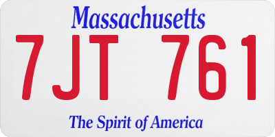 MA license plate 7JT761