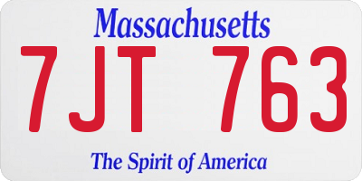 MA license plate 7JT763