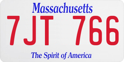 MA license plate 7JT766