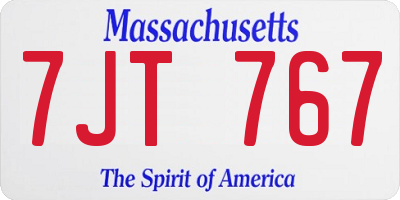 MA license plate 7JT767