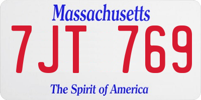 MA license plate 7JT769