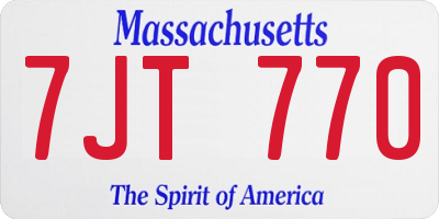 MA license plate 7JT770