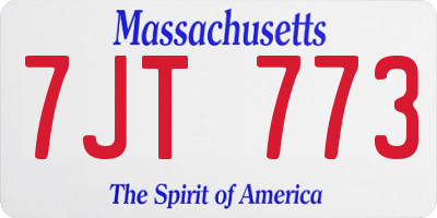 MA license plate 7JT773