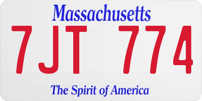 MA license plate 7JT774
