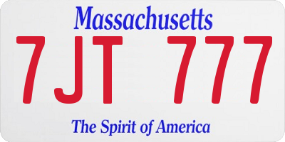 MA license plate 7JT777