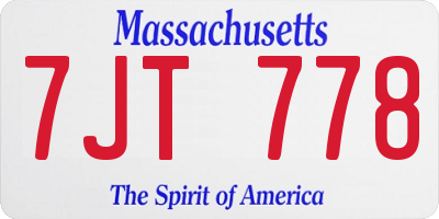 MA license plate 7JT778