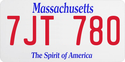 MA license plate 7JT780