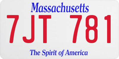 MA license plate 7JT781