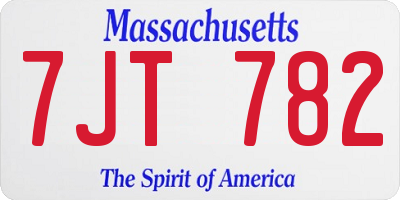 MA license plate 7JT782
