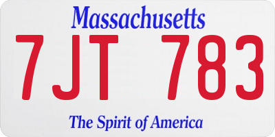 MA license plate 7JT783