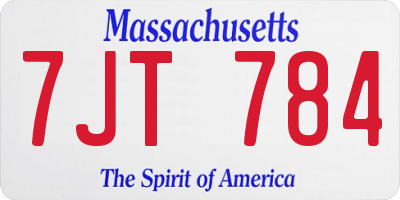 MA license plate 7JT784