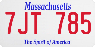 MA license plate 7JT785