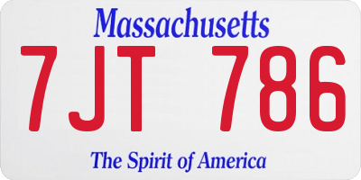 MA license plate 7JT786