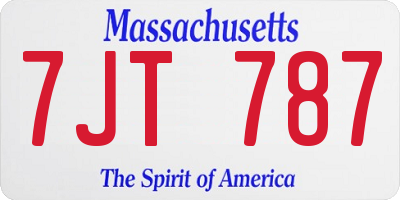 MA license plate 7JT787