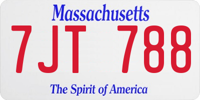 MA license plate 7JT788