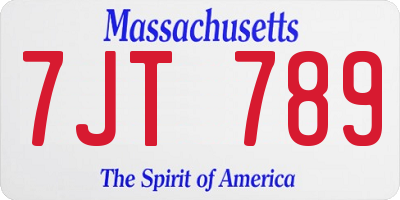 MA license plate 7JT789