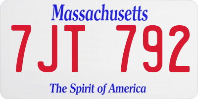 MA license plate 7JT792