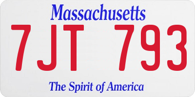 MA license plate 7JT793