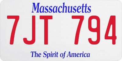 MA license plate 7JT794