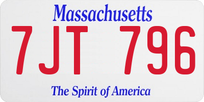 MA license plate 7JT796