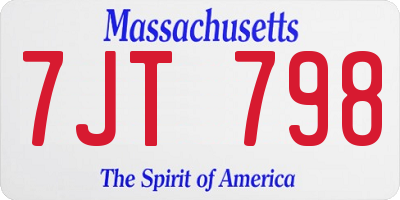 MA license plate 7JT798