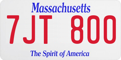 MA license plate 7JT800