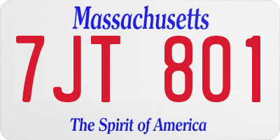MA license plate 7JT801