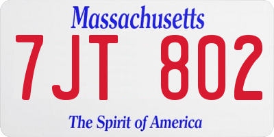 MA license plate 7JT802