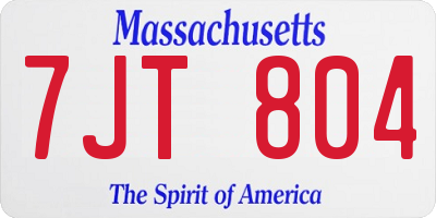 MA license plate 7JT804