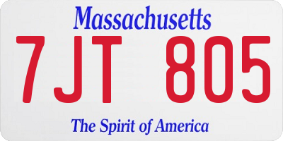 MA license plate 7JT805