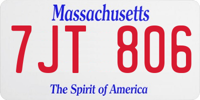 MA license plate 7JT806