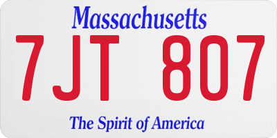 MA license plate 7JT807