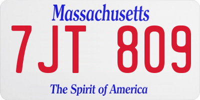 MA license plate 7JT809