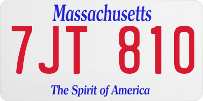 MA license plate 7JT810