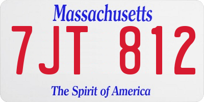 MA license plate 7JT812