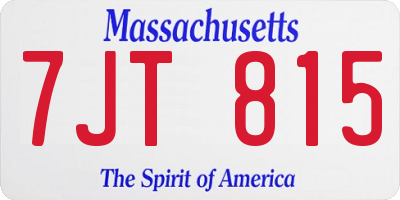 MA license plate 7JT815
