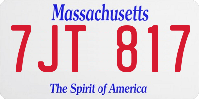 MA license plate 7JT817