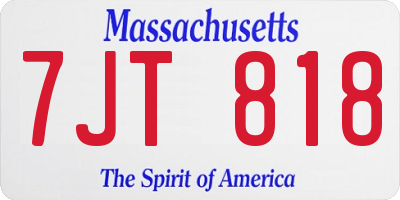 MA license plate 7JT818