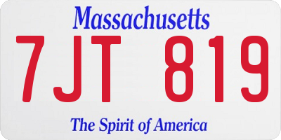MA license plate 7JT819
