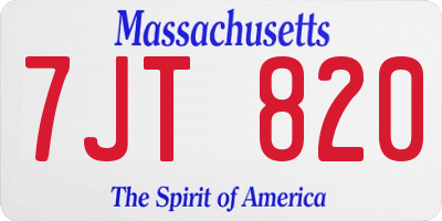 MA license plate 7JT820