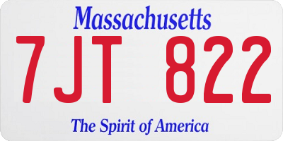MA license plate 7JT822