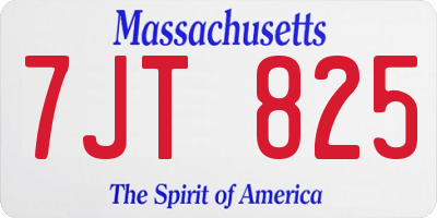 MA license plate 7JT825