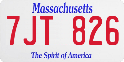 MA license plate 7JT826